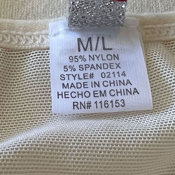 Cream Bodycon Dress with Mesh Insets Medium - Picture 6 of 8